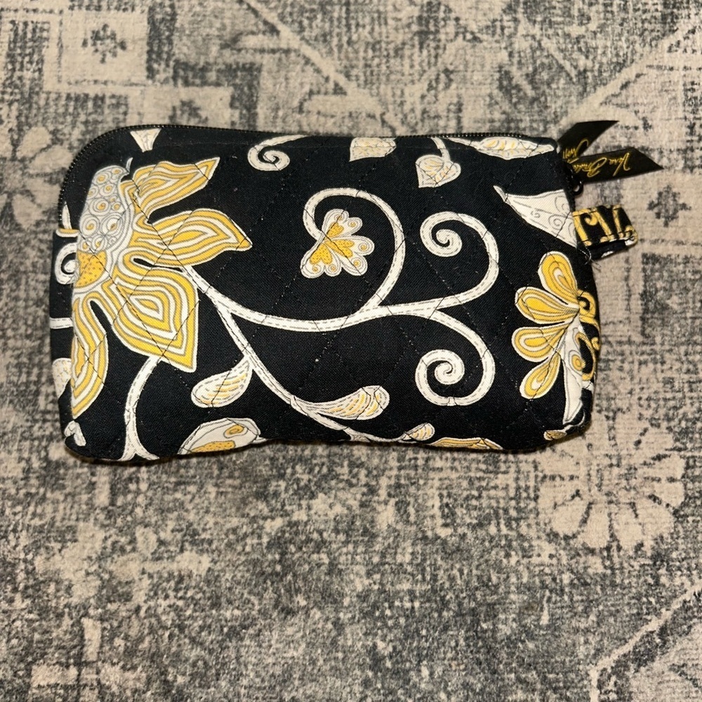 Vera Bradley Black and Yellow Floral Pouch
